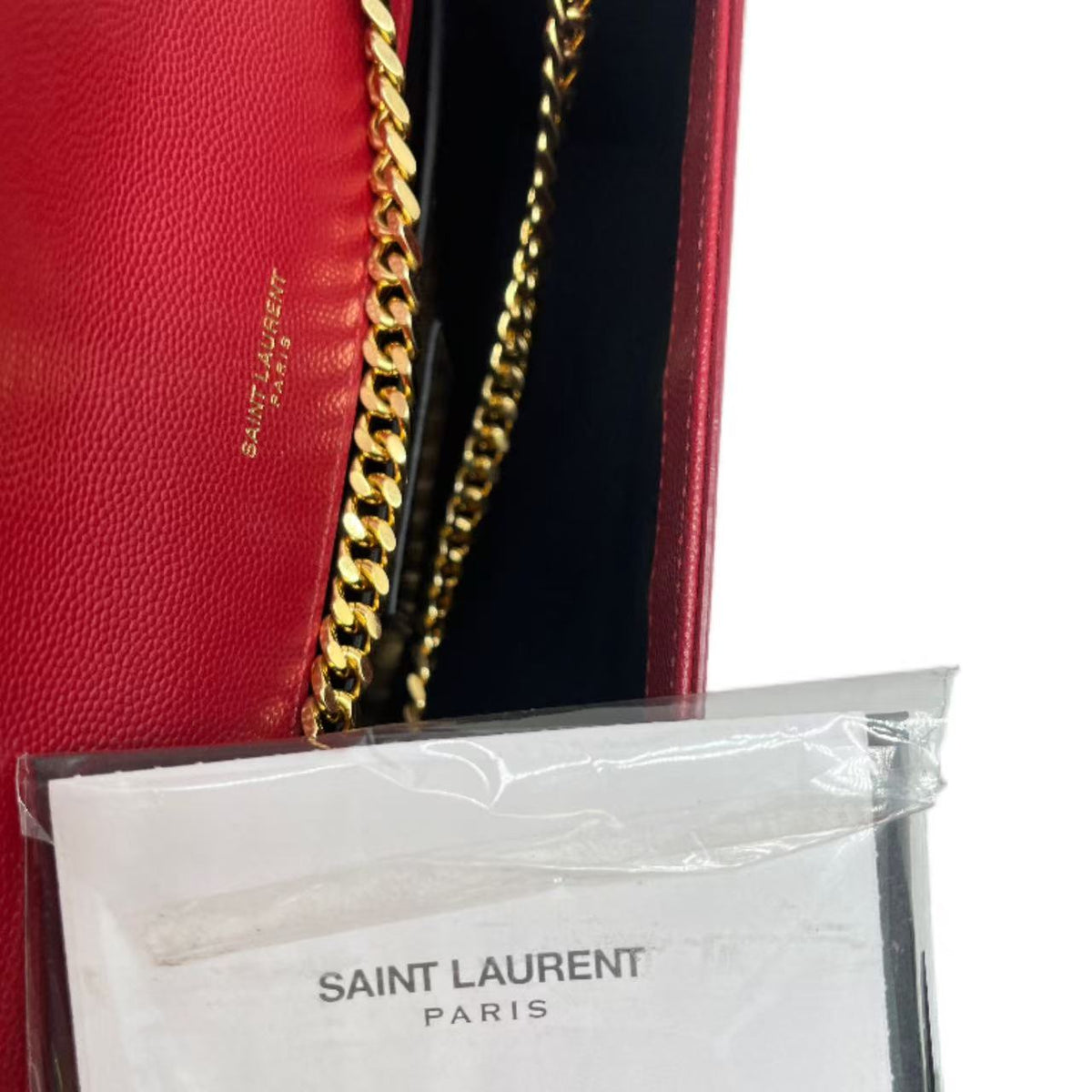 Saint Laurent Red Leather Kate Monogram Clutch