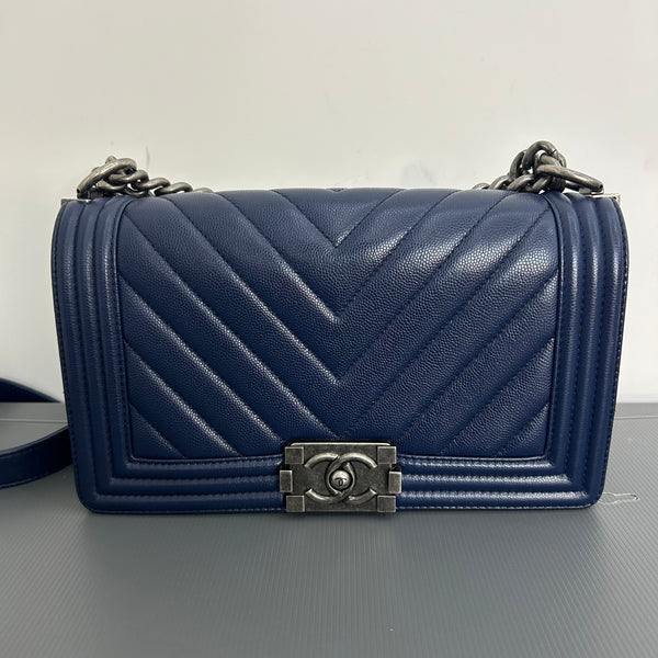 Chanel Boy Bag Navy Quilted Leather