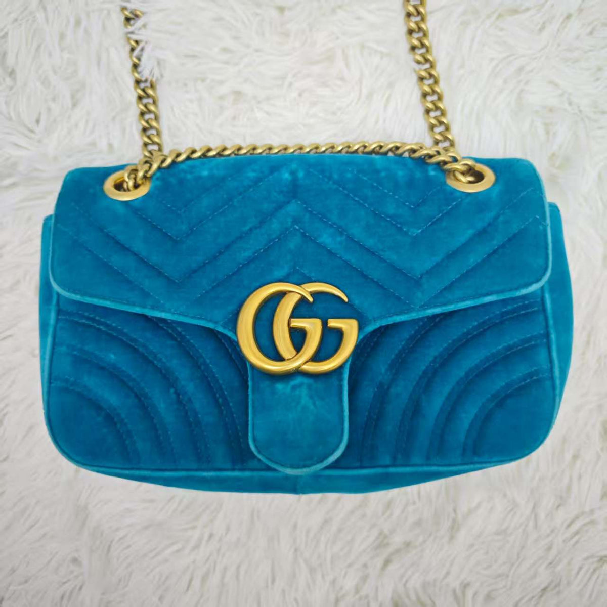 Blue Gucci Marmont Bag