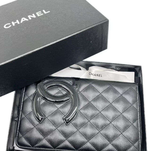Chanel Black Leather Cambon Ligne Bifold Wallet