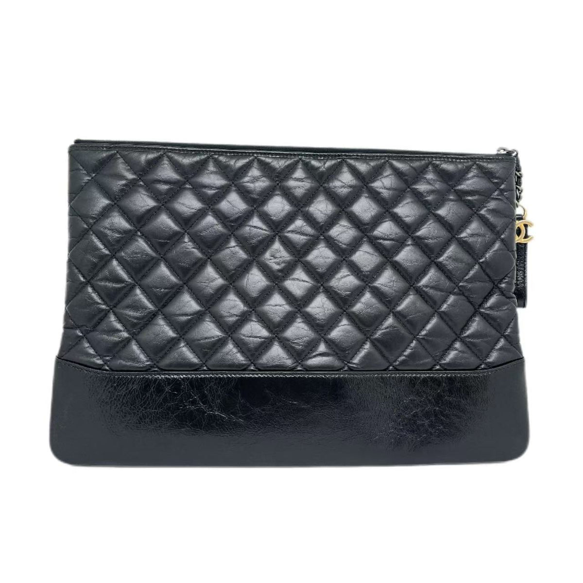 Chanel Black Quilted Leather Large Gabrielle O-Case Zip Pouch