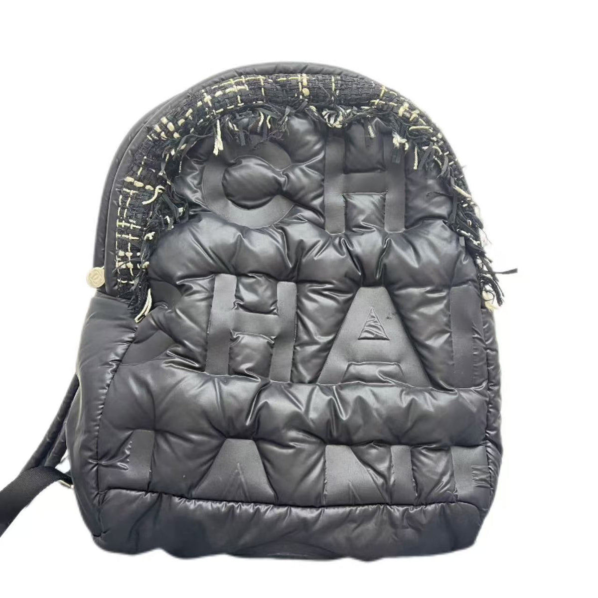 Chanel Black Nylon and Tweed Doudoune Backpack