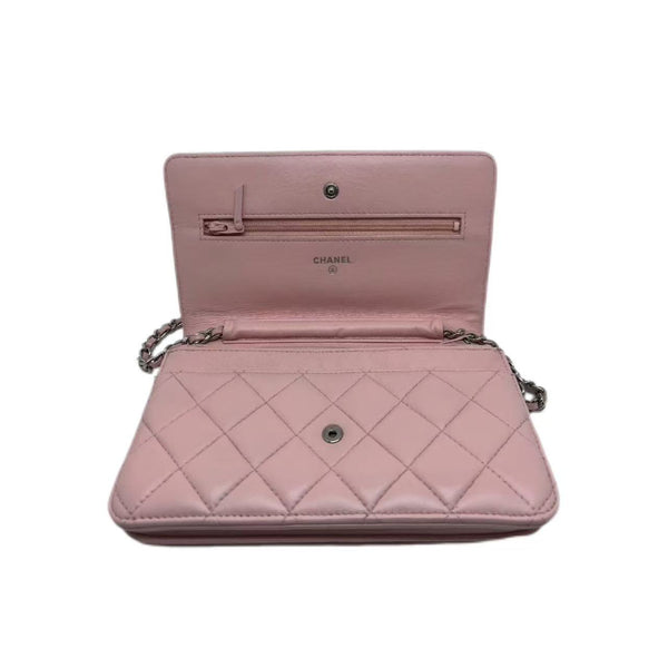 Chanel Pink Quilted Leather WOC Clutch Bag