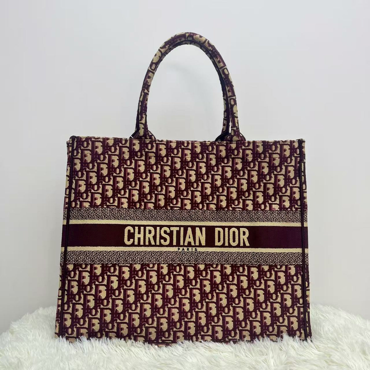 CHRISTIAN DIOR Red Oblique Canvas Book Tote Bag