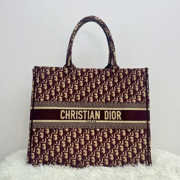 CHRISTIAN DIOR Red Oblique Canvas Book Tote Bag