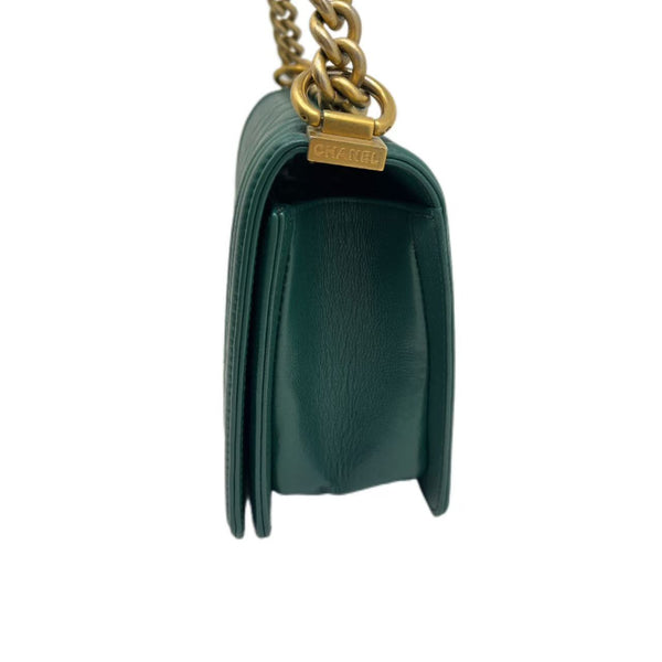 Chanel Dark Turquoise Caviar Quilted Boy Bag Medium Gold Hardware