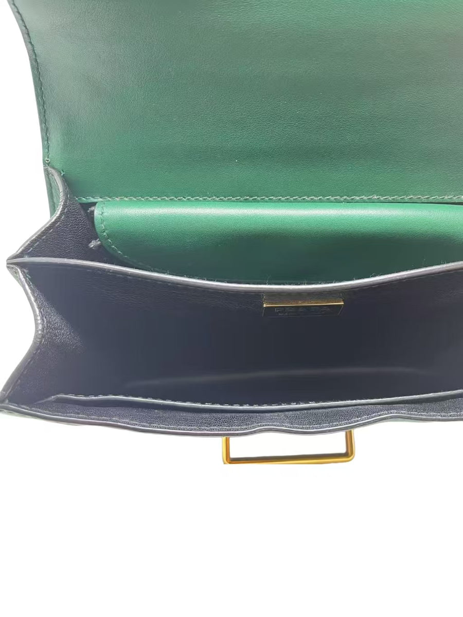 Prada Green/Black Saffiano Leather Cahier Shoulder Bag