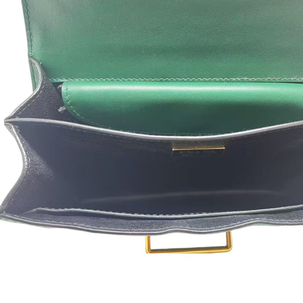 Prada Green/Black Saffiano Leather Cahier Shoulder Bag