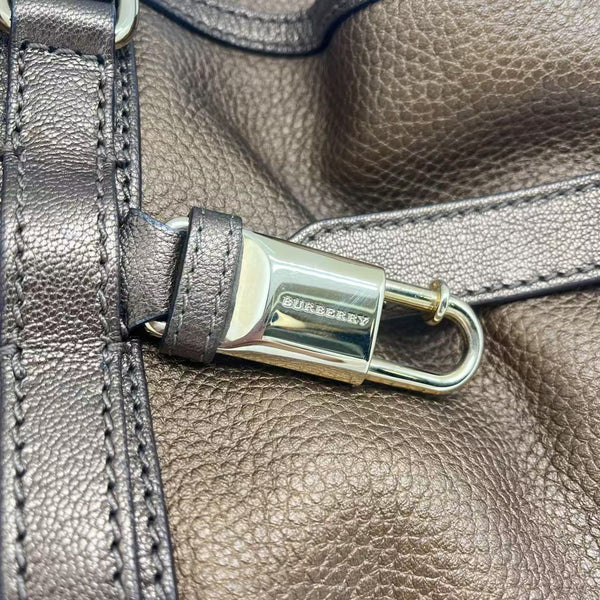 BURBERRY Bronze Leather Golderton Bridle Tote Bag