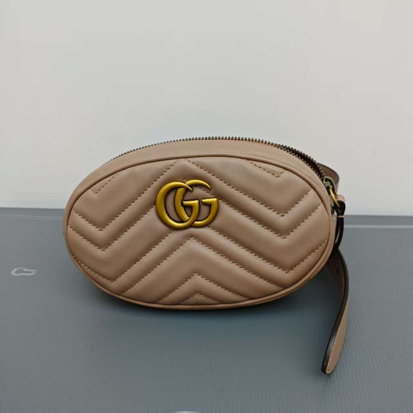 Gucci Beige Matelasse Leather GG Marmont Belt Bag