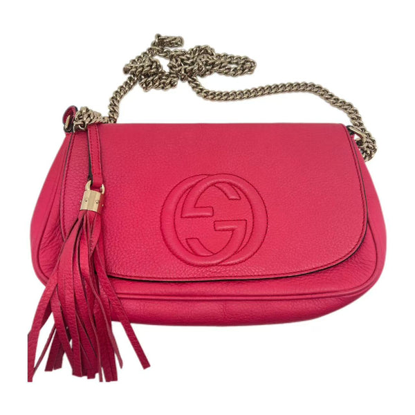 Gucci Red Leather Chain Shoulder Crossbody Bag