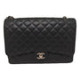 Chanel Maxi Classic Double Flap Bag Black Caviar Silver Hardware