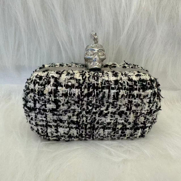 Alexander McQueen Zippy Tweed Skull Box Black/White