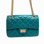 Chanel Metallic Teal Green Quilted Leather Classic Flap Bag