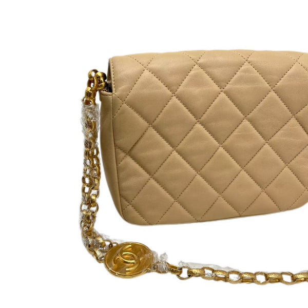 Chanel Matelasse Chain Shoulder Bag Beige