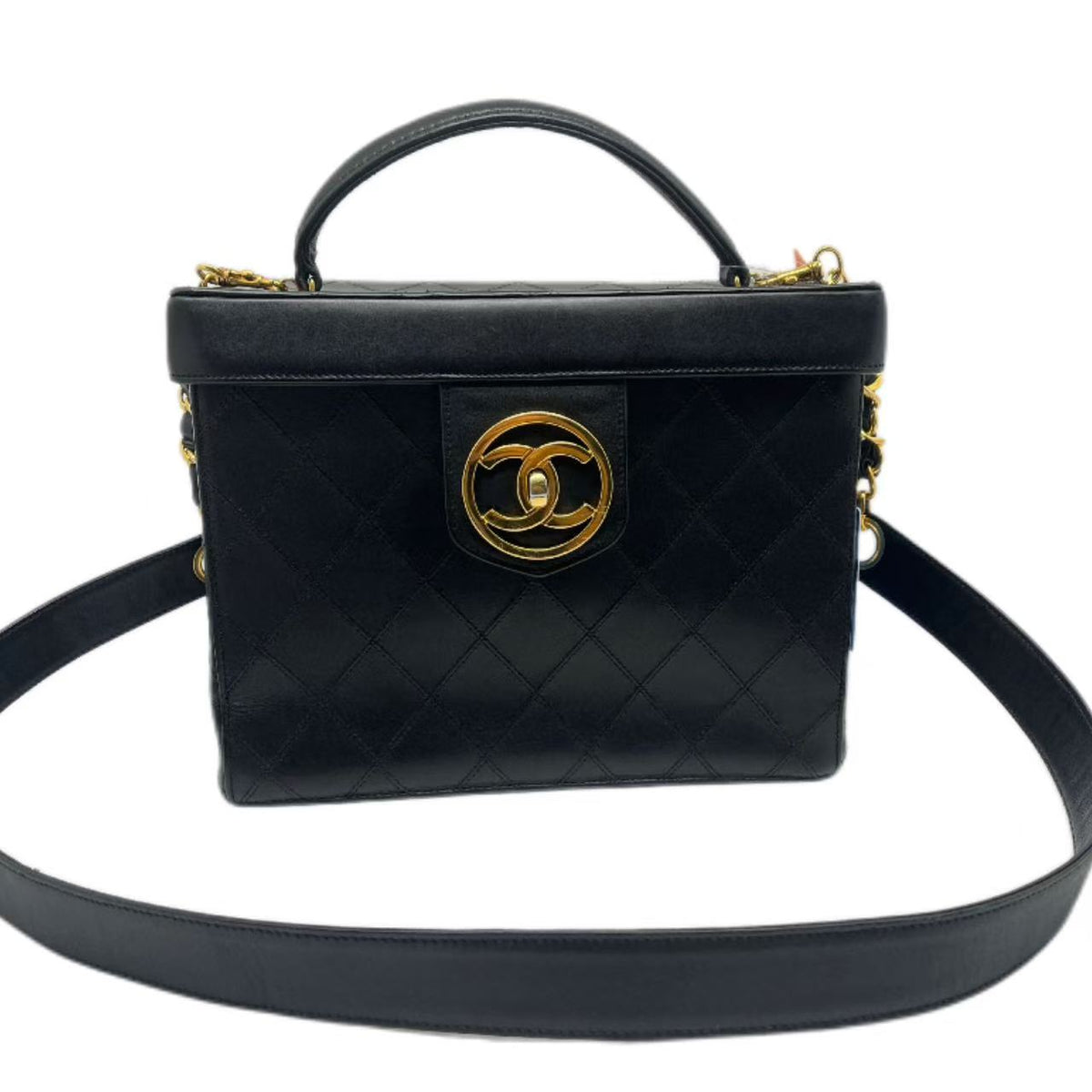 Chanel Vintage Black CC Box Vanity Case Bag