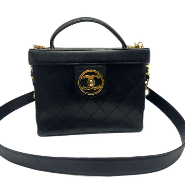 Chanel Vintage Black CC Box Vanity Case Bag