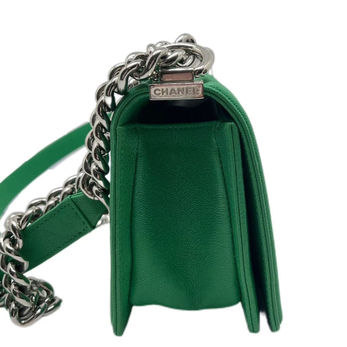Chanel Green Leather Boy Shoulder Bag