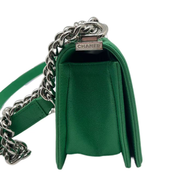 Chanel Green Leather Boy Shoulder Bag