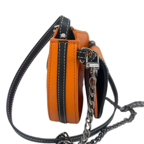 Burberry Orange/Black Leather Mini Double Olympia Bag