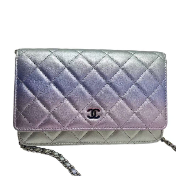 Chanel Gradient Metallic Rainbow Calfskin Quilted Wallet on Chain (WOC)