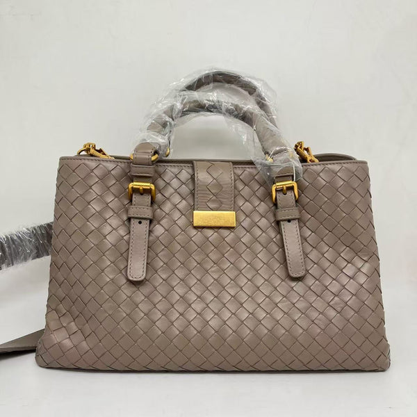 Bottega Veneta Dark Beige Intrecciato Leather  Roma Tote