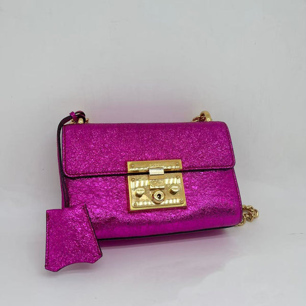 Gucci Galassia Leather Padlock Shoulder Bag