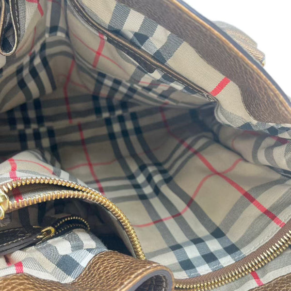 BURBERRY Bronze Leather Golderton Bridle Tote Bag