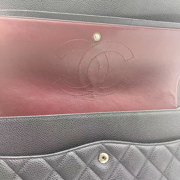 Black Leather Chanel Maxi Bag