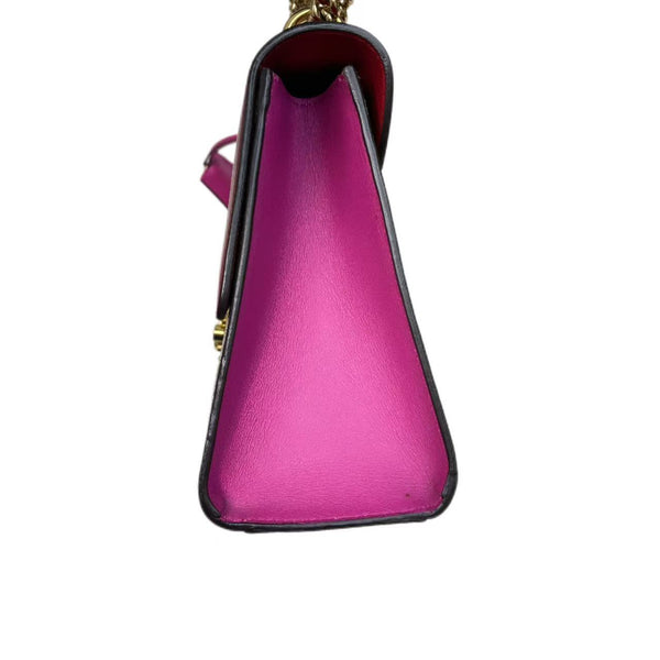 Gucci Red/Pink Leather and GG Monogram Padlock Shoulder Bag