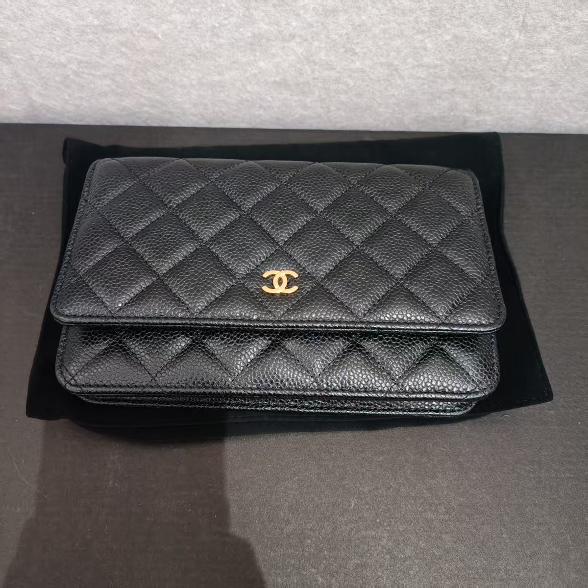 Chanel WOC leather black crossbody bag