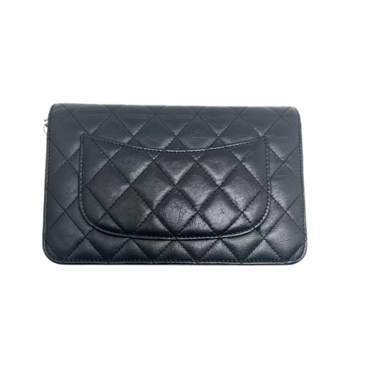 Chanel Black Aged Quilted Leather Lucky Charms 2.55 Reissue Wallet on Chain