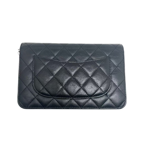 Chanel Black Aged Quilted Leather Lucky Charms 2.55 Reissue Wallet on Chain
