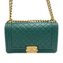 Chanel Dark Turquoise Caviar Quilted Boy Bag Medium Gold Hardware