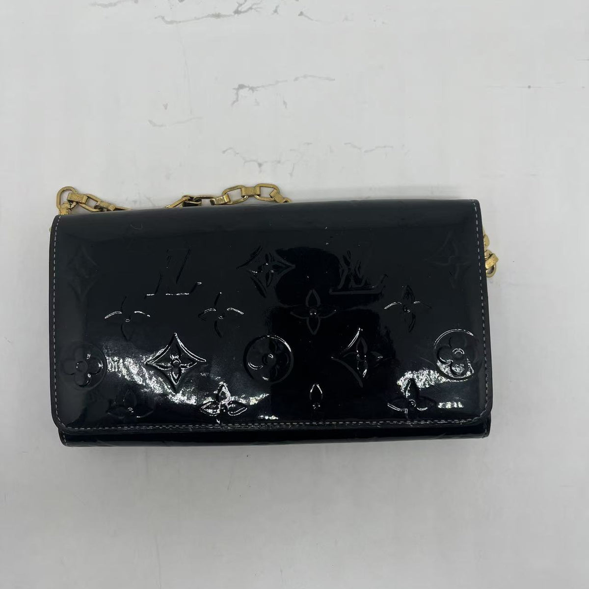 Louis Vuitton Sarah Chain Wallet Monogram Vernis