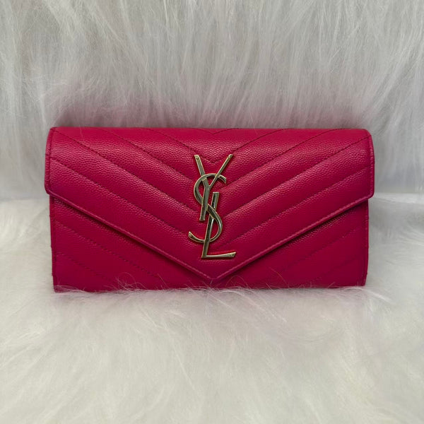 Yves Saint Laurent Pink Quilted Leather Metalesse Wallet