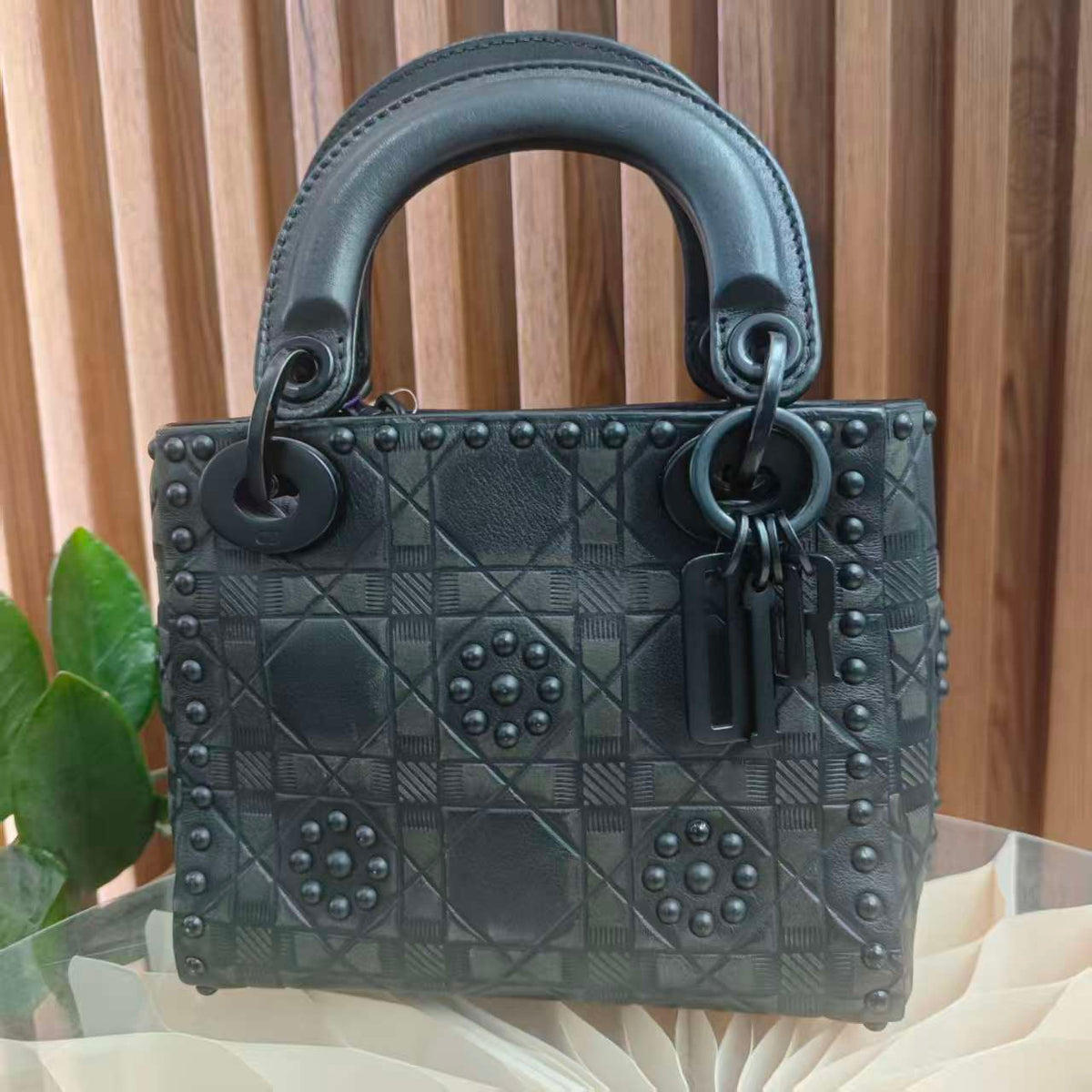 Christian Dior Cannage Lady Dior Mini - Black Handle Bag