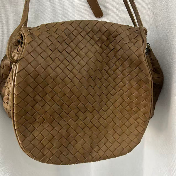 Bottega Veneta Nappa Intrecciato flap crossbody bag brown