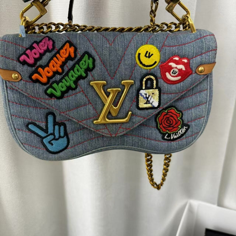 LOUIS VUITTON Denim New Wave Chain MM Blue