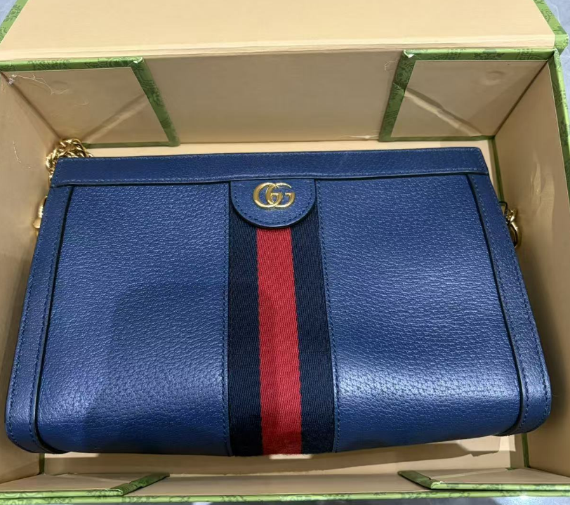 Gucci ophidia Chain Shoulder Bag Leather Small Blue