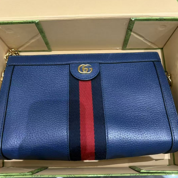 Gucci ophidia Chain Shoulder Bag Leather Small Blue