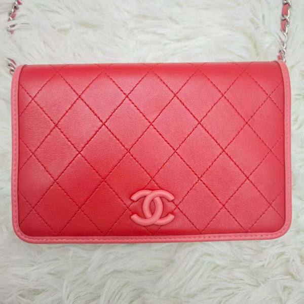 Red and pink Chanel Woc Bag