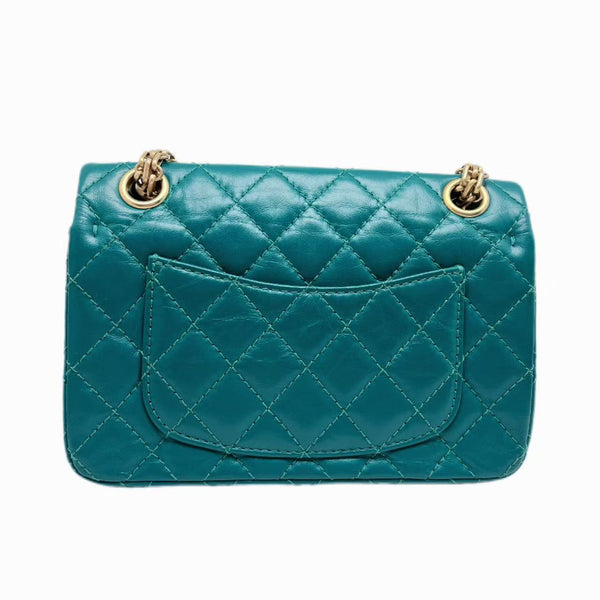 Chanel Metallic Teal Green Quilted Leather Classic Flap Bag