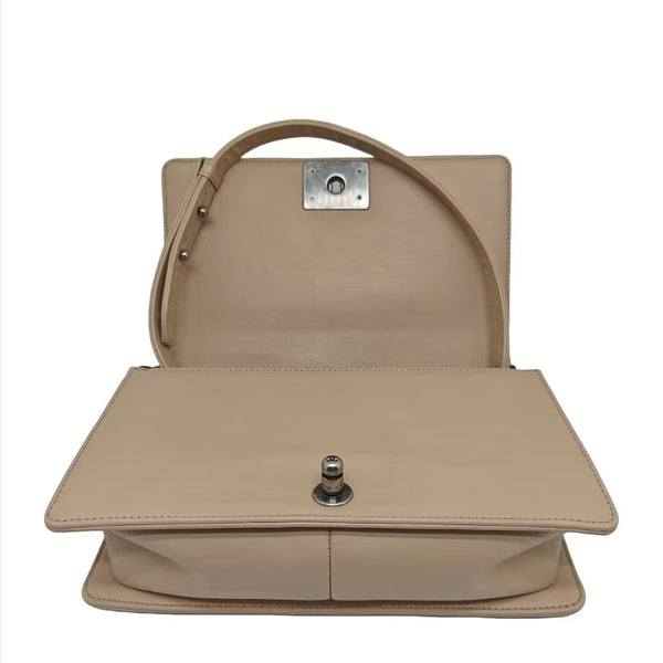 Chanel Beige Leather Stitch Boy Bag