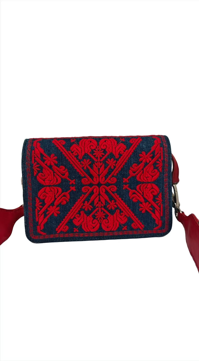 Miu Miu Canvas Long Wallet with Silver Buckle
