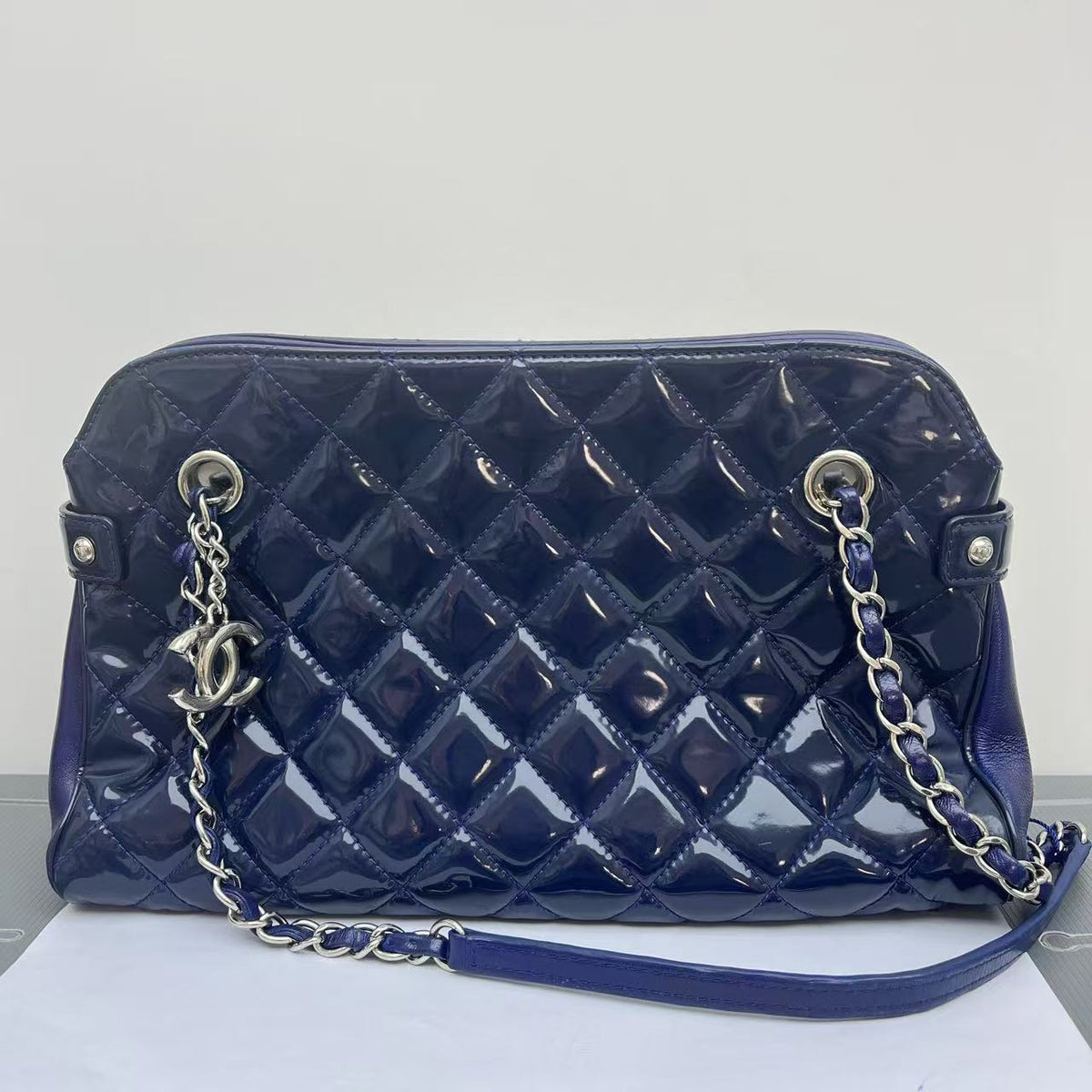 Chanel Royal Blue Patent Leather Bowling Tote