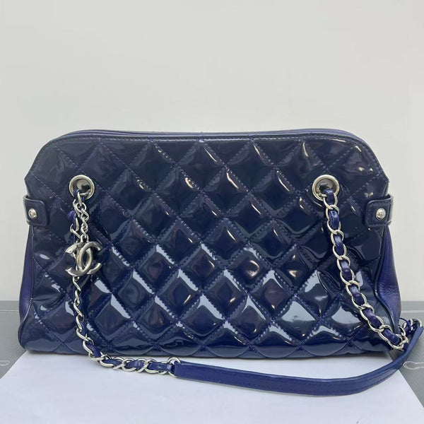 Chanel Royal Blue Patent Leather Bowling Tote