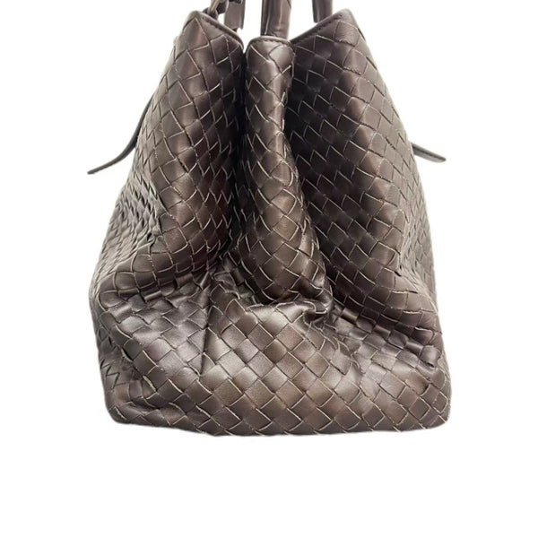Bottega Veneta Grey Intrecciato Leather Medium Roma Tote