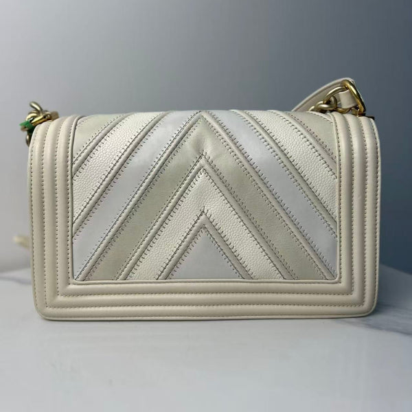 CHANEL 2016 Chevron Mix New Medium Boy Bag