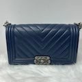 Chanel boybag medium flap navy blue bag